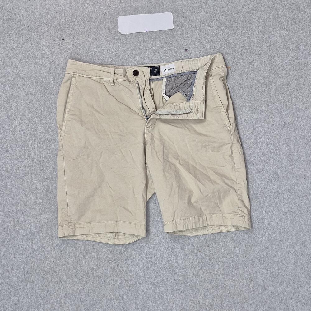 Abercrombie & Fitch Men Shorts 31 Beige Chino Button 9" Inseam